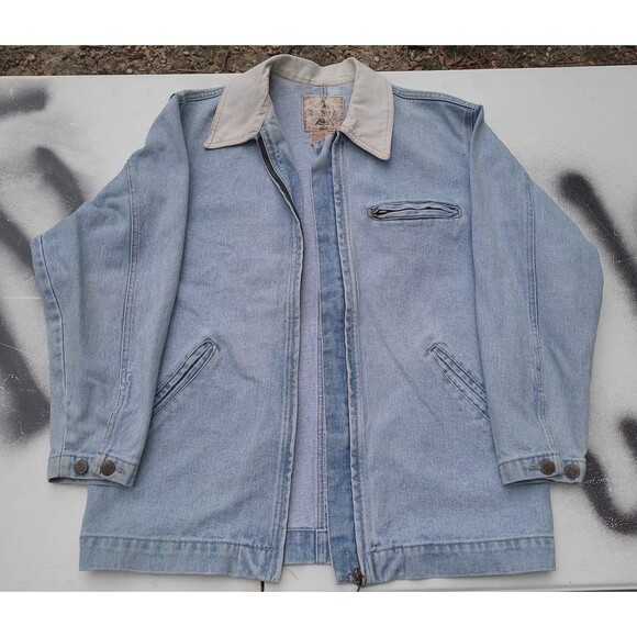 Vintage 90s Detroit Style Zip Denim Jacket - Picture 1 of 11